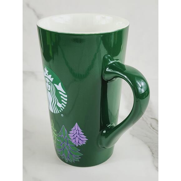 Starbucks Tall Coffee Mug Mermaid Logo 16oz Holiday 2020 Green Tree 6" Christmas - Picture 3 of 13